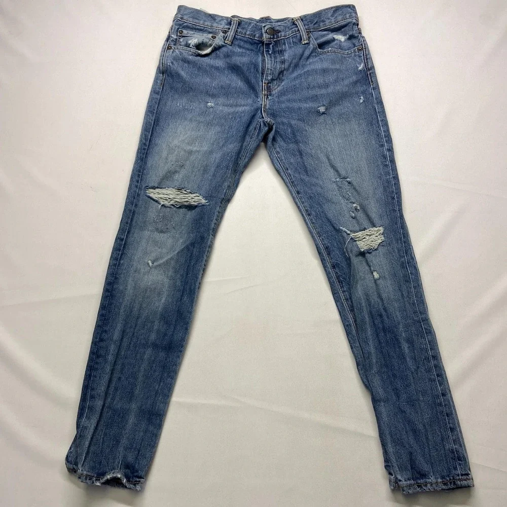 Levi's 511 Skinny Jeans Men W33 X L30 Blue Denim 5-Pocket Design Distressed